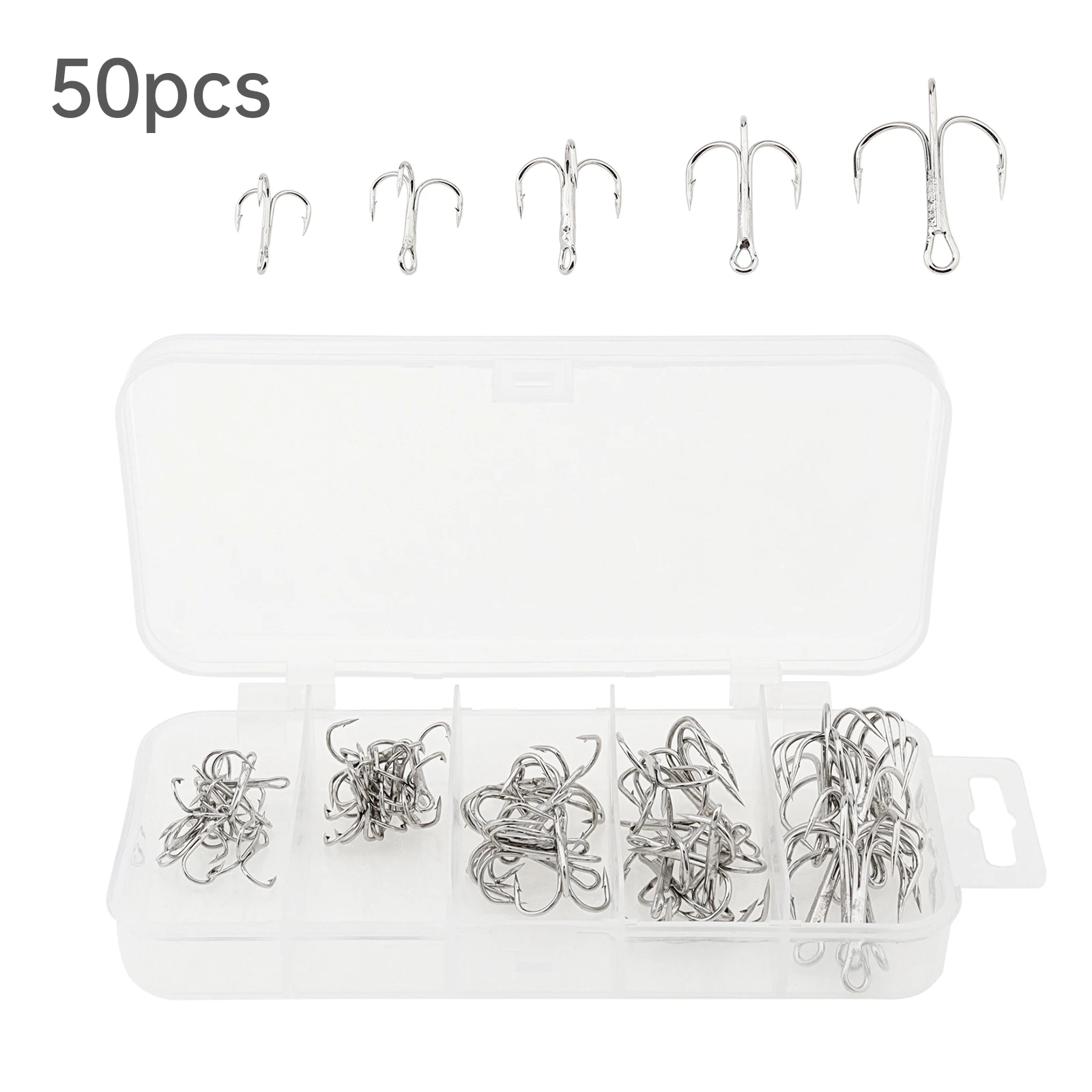 50 Stück Angelhaken Hartstahl Drillinge Angelgerät Angelausrüstung 2 #   4 #   6 #   8 #   10 #