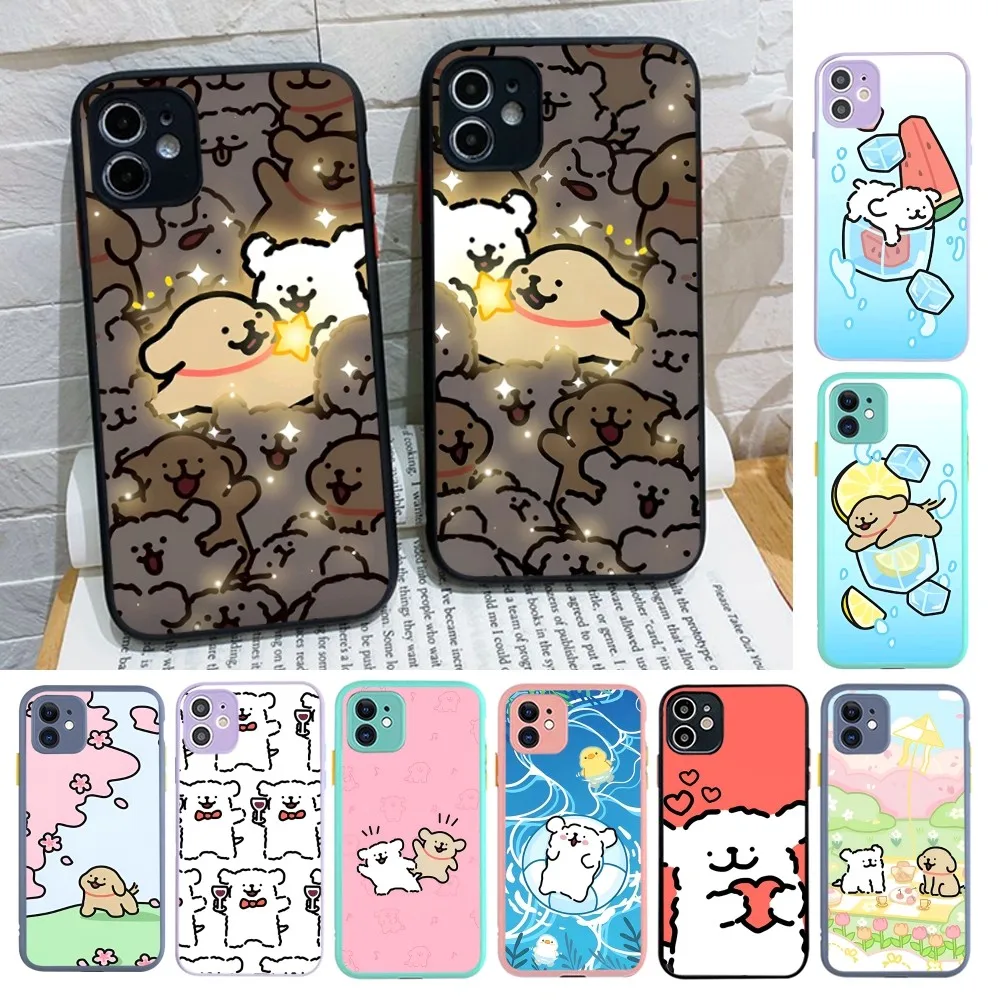 Line Puppy Maltese CUTE Phone Case For iPhone 14 X XR XS 7 8 Plus 11 12 13 pro MAX 13mini Matte Shockproof Case