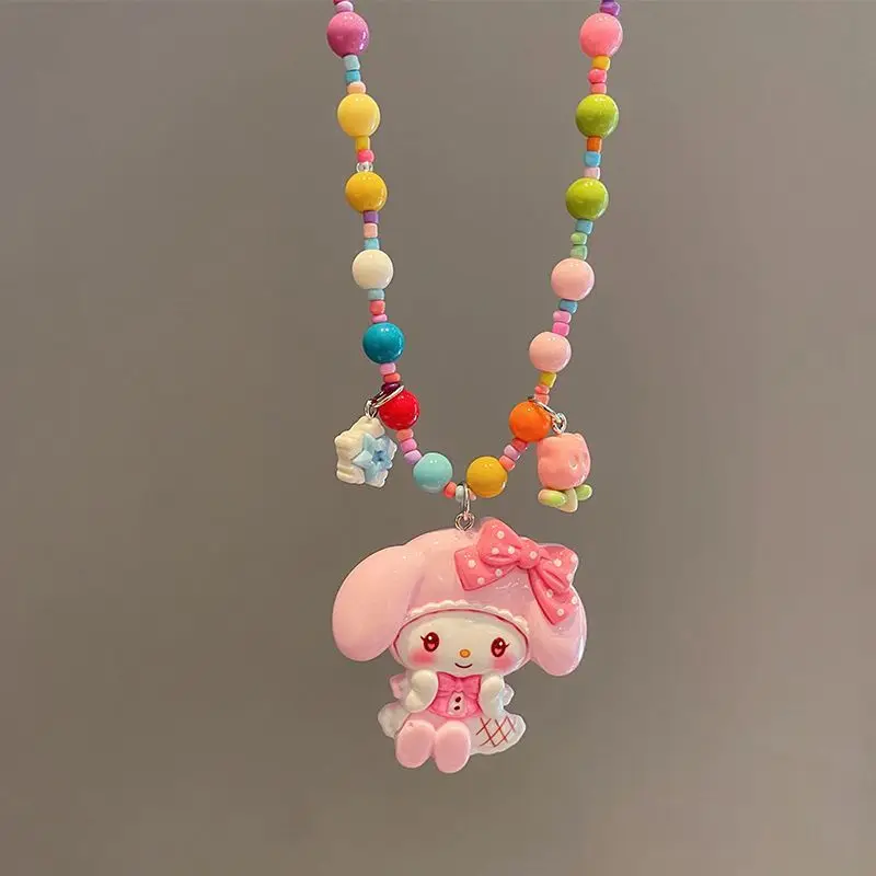 Crianças princesa dos desenhos animados frisado colar menina elsa koromi pingente bebê jóias brinquedo hobbies ação kawaii brinquedo figuras