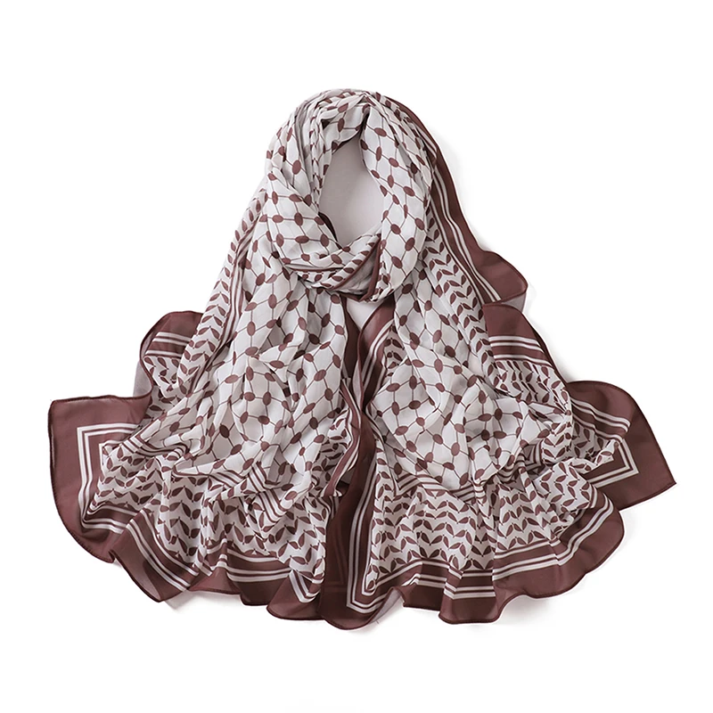 Muslim Printing Bubble Chiffon Hijab Scarf Women Soft Long Shawls and Wraps Georgette Head Scarves Ladies Hijabs