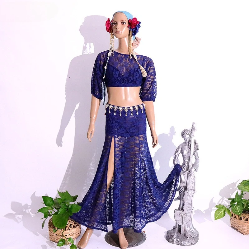 

Customized Belly Dance Practice Performance Dress Lace Set Indian Clothes Women Belly Dancewear Bellydance Costume