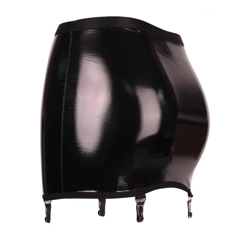 Sexy Oil Shiny Hip Wrap minigonna con fibbia in metallo giarrettiere cintura per calze donna erotica in ecopelle SM Clubwear Sex Toys