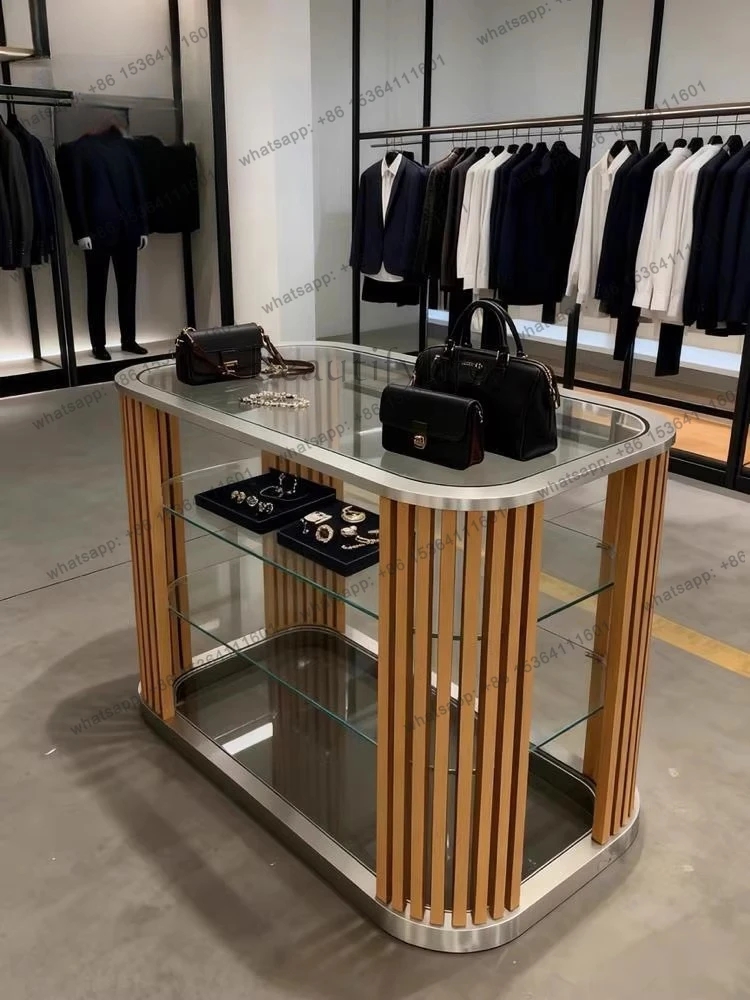 

Stainless steel Zhongdao platform glass flowing water table wood grain display stand display rack