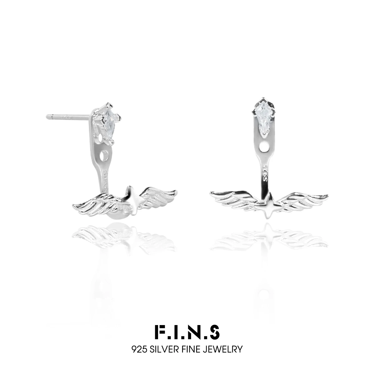 

F.I.N.S оригинальные серьги из стерлингового серебра S925 с крыльями ангела, минималистичные съемные серьги-гвоздики с цирконием, ювелирные изделия, подарки