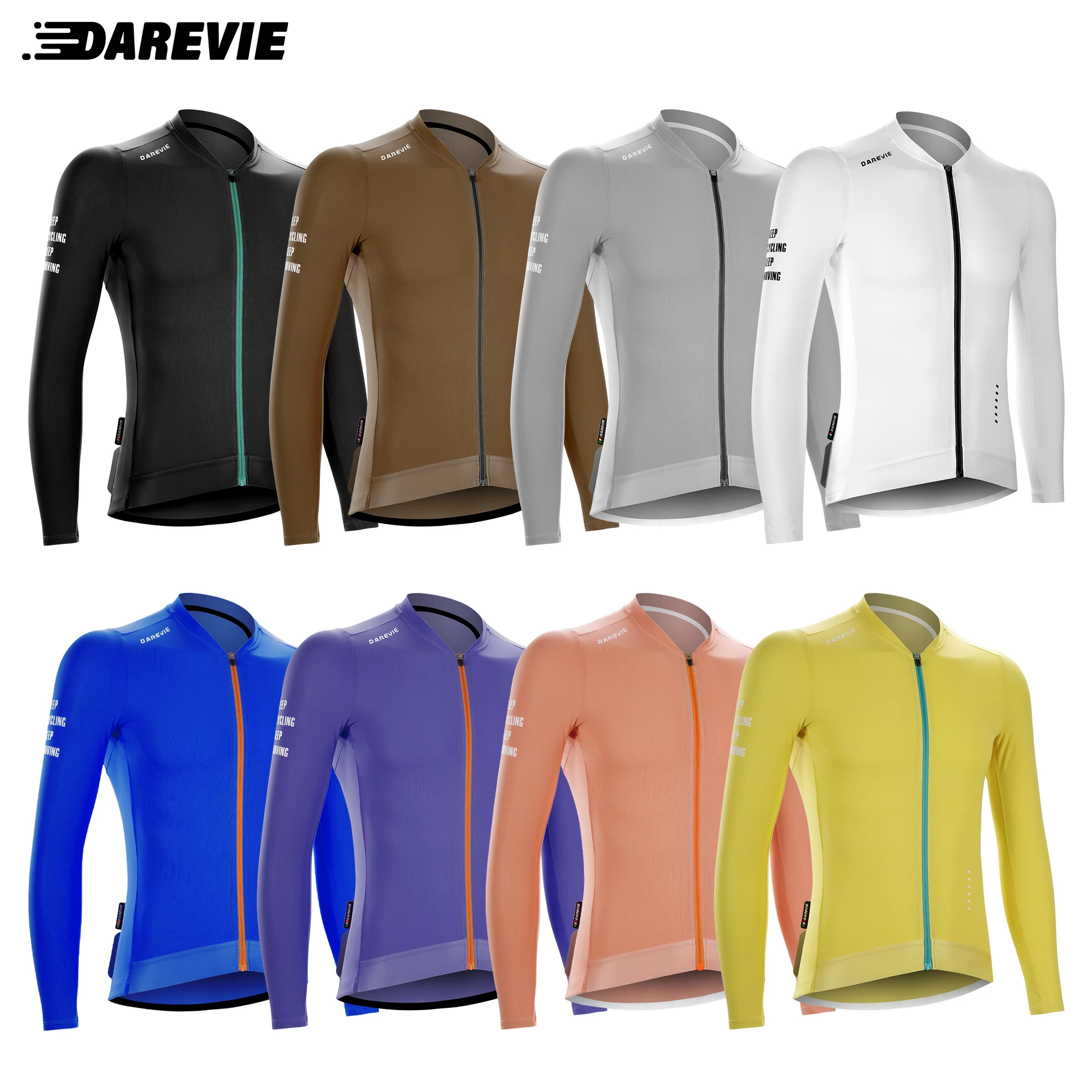 DAREVIE Cycling Jersey Long Sleeve Men Women 2024 Cool Feel Man Cycling Maillot Breathable Quick Dry SPF 50 Slim Fit Small Size 