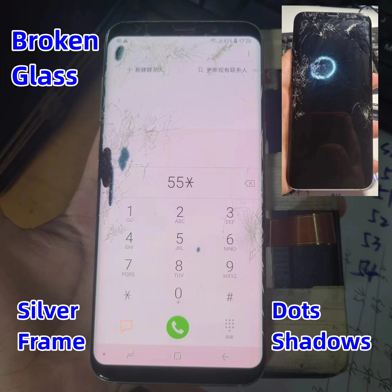 Tela de borda de reparo, vidro separado, prática lcd para samsung galaxy s8 + g955f g955a g955u s8plus toque de vidro quebrado ok ponto + linha