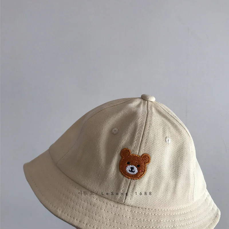 Korean Cartoon Bear Baby Bucket Hat Summer Soft Baby Boys Girls Fisherman Cap Infant Toddler Sun Hat