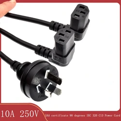 AU Power cord 1M IEC C13 to Australia SAA 3 Prong plug Extension Power Cable 90 degrees Angle C13 Power Lead Cord