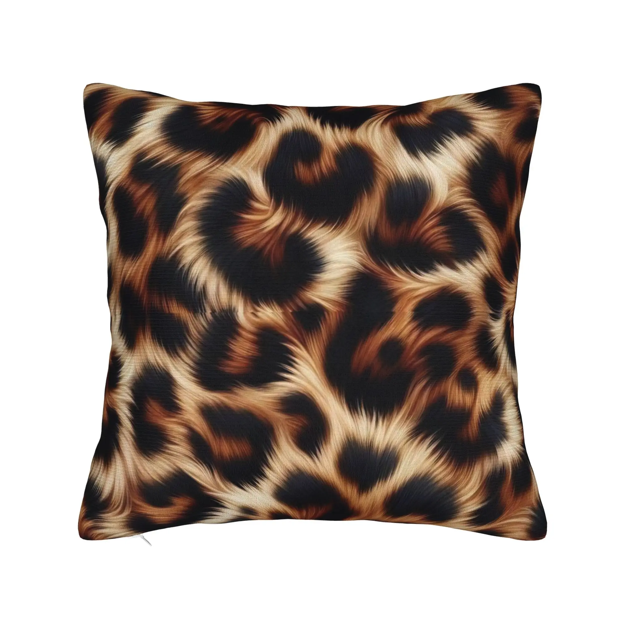 Leopard Pillowcase Polyester Cushion Cover Decor Faux Fur Throw Pillow Case Cover Home Zipper 45X45cm