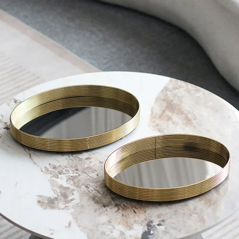 

Luxury Oval Mirror Storage Tray Ornaments Bedroom Cloakroom Aromatherapy Jewelry Storage Tray Jewelry Home Decoration Tray
