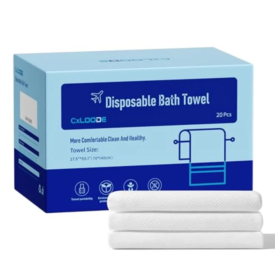20 Pack Disposable Bath Towels for Travel, Large Disposable Towel Portable Thick Paper Towel Reusable Suitable for Hiking Campi