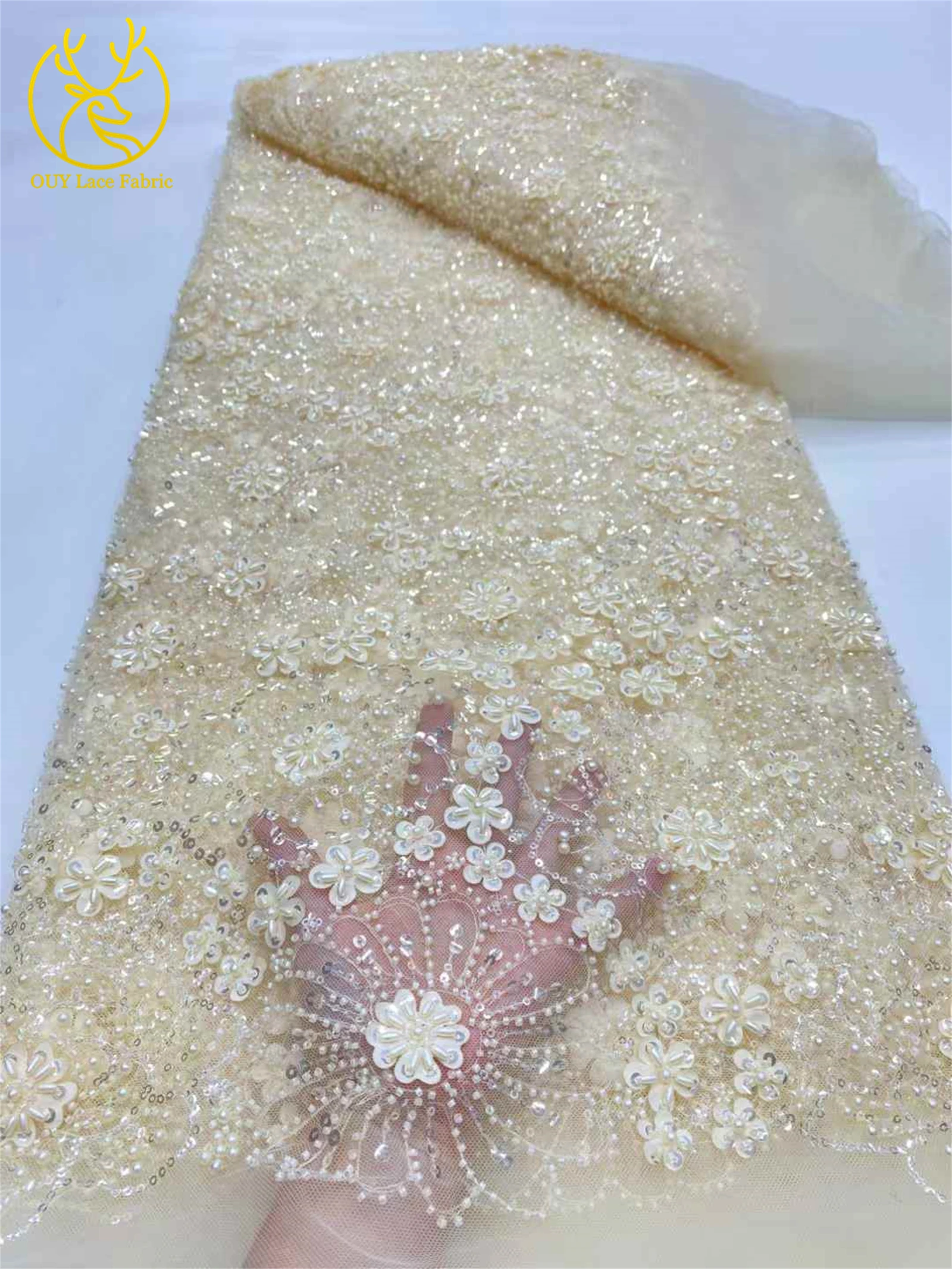 السماء الزرقاء أحدث النيجيري أقمشة الدانتيل النساء الأفريقي تول أقمشة الدانتيل الفاخرة اليدوية مطرز الترتر النسيج حفل زفاف 5 ياردة