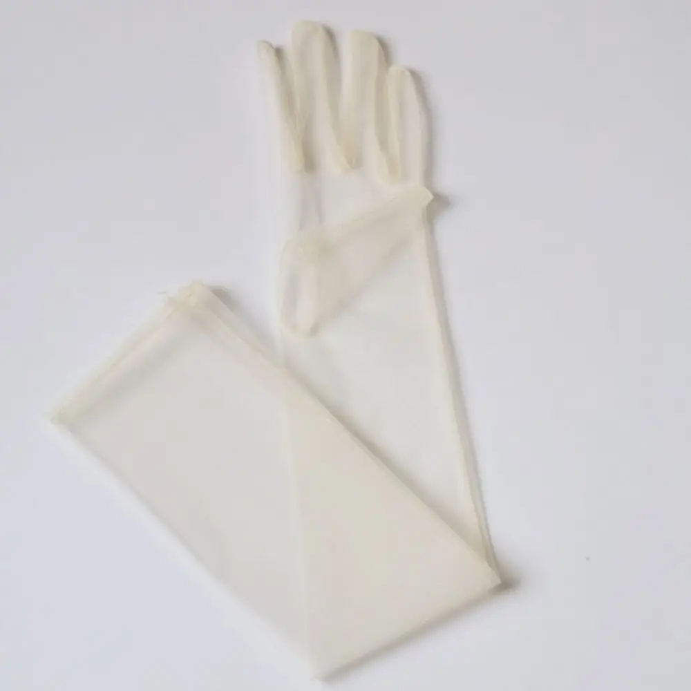 Decoration Thin Mesh Long Transparent Gloves Sun Protection Full Finger Long Sheer Gloves 70cm Seamless Mittens Summer