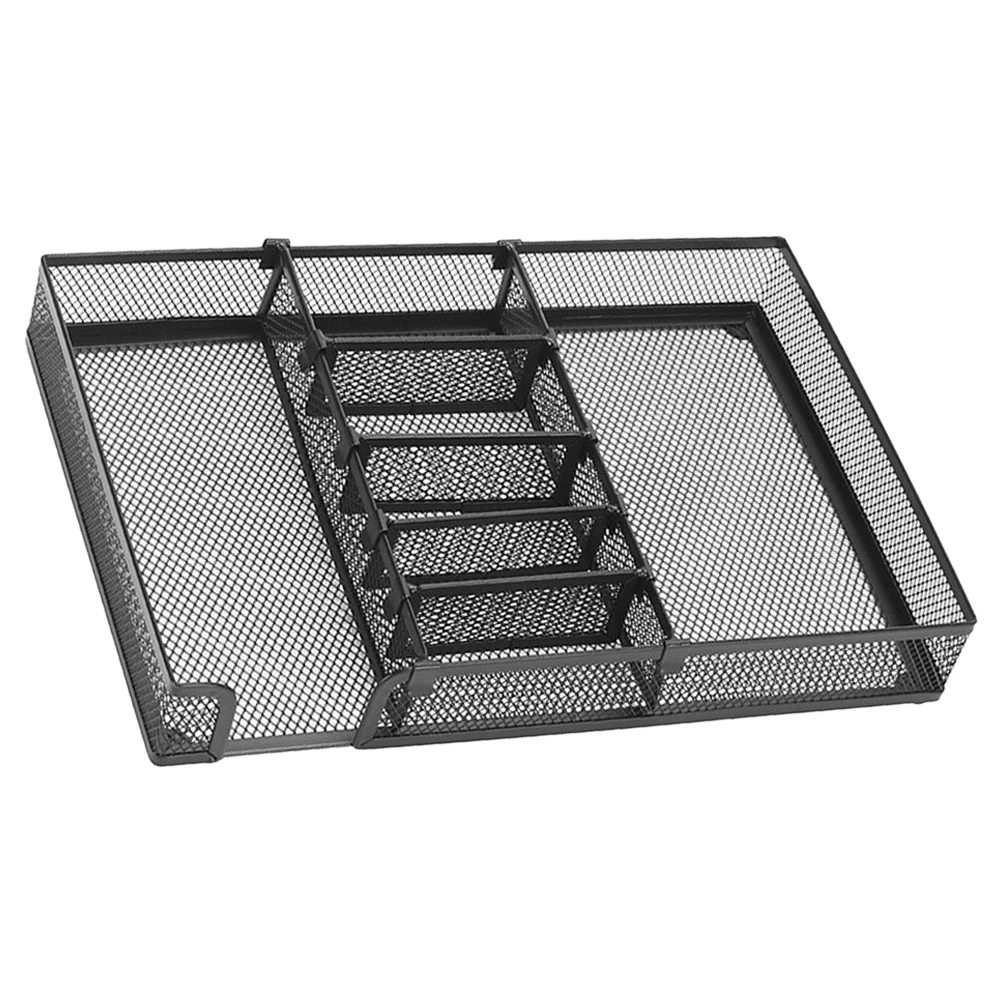 

DIY Office Storage Tray Desk ganizer Metal Pen Holder Black Multi Compartment Easy Clean Fashionable Desk Space Tidy