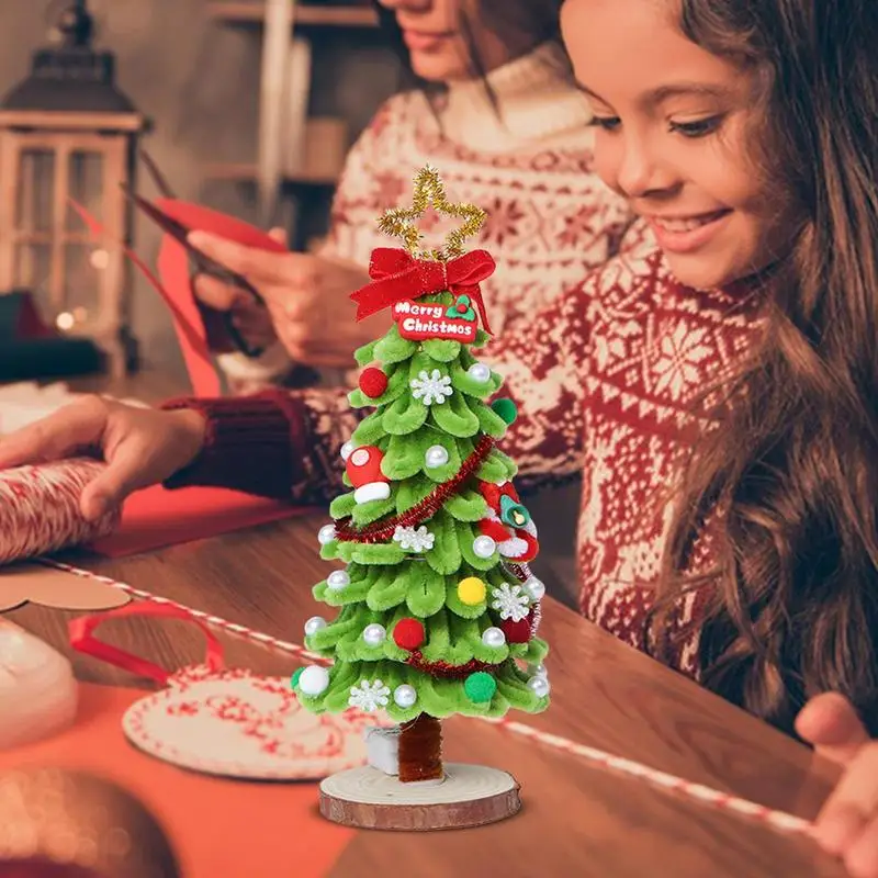 Albero di Natale Artigianato fatto a mano Bacchetta attorcigliata Kit d'arte per albero di Natale Detergenti per tubi interattivi Kit artigianali Divertimento albero di Natale