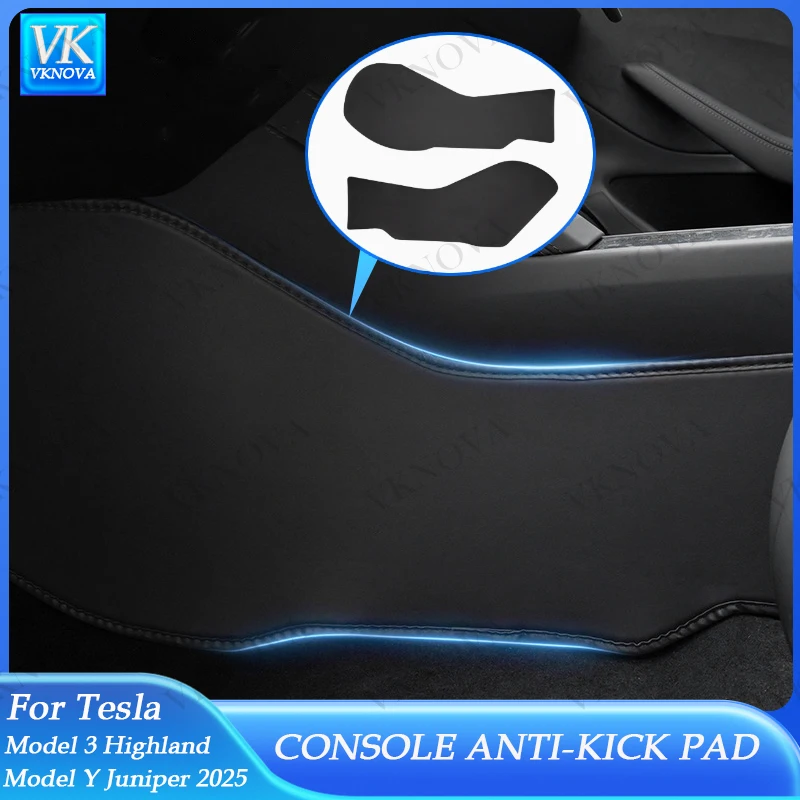 For Tesla Model 3 Y 2021-2026 LHD Center Console Two Side Anti Kick Pad Protector TPE Leather Sticker Foot Cover Car Accessories