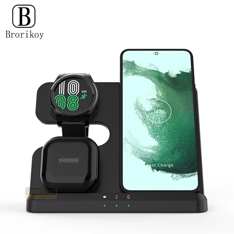 3 in 1 Wireless Charger Stand For Samsung Fold 4 3 S22 Untra Galaxy Watch 5 4 3 Active 2/1 Buds 15W Fast Charging Dock Station