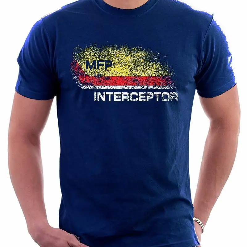 Mad Max inspirado MFP Interceptor V8 coche de búsqueda NAVY camiseta estampada OZ9279