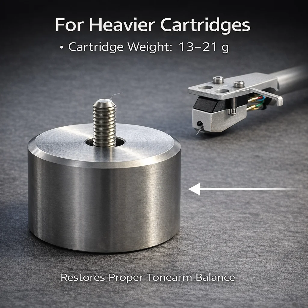 

Противага из нержавеющей стали 120 г для тонарма SME 3009, поддерживает картриджи размером 13–21 г, восстанавливает правильный баланс, не полый