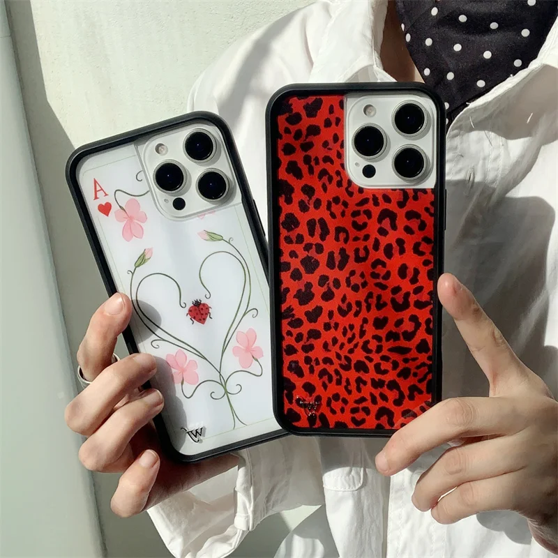 Flor selvagem vermelho meow lilás musgo caso de telefone para iphone 16 15 14 13 12 pro max wf plus poker uma à prova de choque proteger capa traseira funda