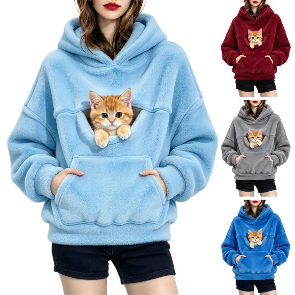 Pet Carrier Hoodie With Pet Pocket Long Sleeve Cat Dog Holding Pullover Solid Loose Casual Pet Lover Sweatshirt 2026 With Pouch