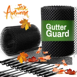 20FT Mesh Gutter Protector Shelter Leaf Residue Prevent Leaves Or Debris Clogged Water Pipes For Gutter Downspout And Drain