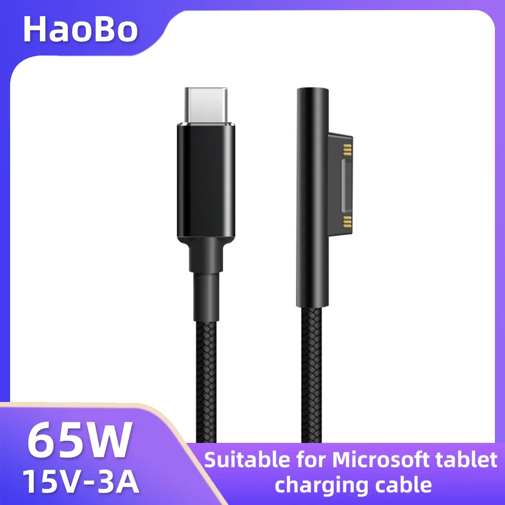 Type C PD 15V 3A charging adapter cable for Microsoft Surface Pro 8 7 6 5 4 3 Laptop Book 3 2 1 GO USB power supply