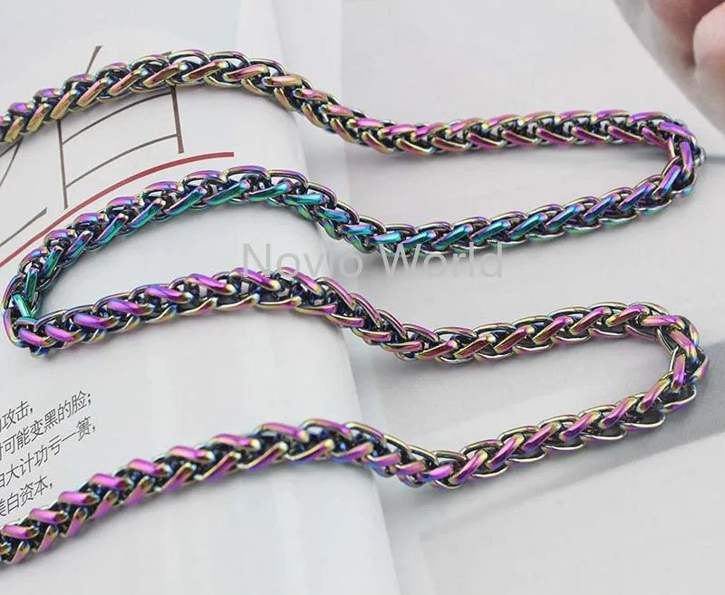 1 meter test, 6mm wide, high-grade rainbow metal chain bag lantern chain handbag shoulder bags chain handle pull accessories