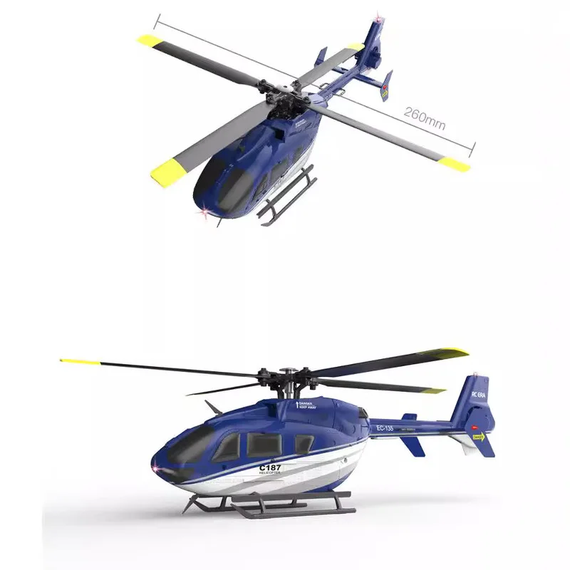 RC ERA C187 2.4G 4CH Helicopter Single Blade EC-135 Scale 6-Axis Gyro Electric Flybarless RC Remote Control Helicopter RTF