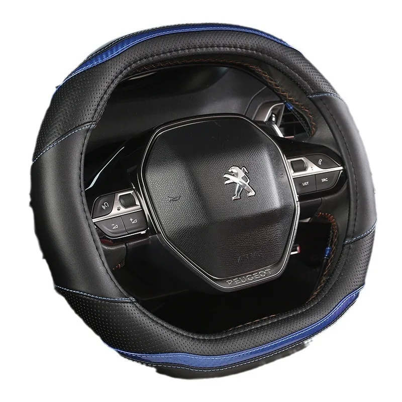 

Universal Leather Car Steering Wheel Cover Set 37/38cm for Peugeot 307, 308, 301, 408 - All-Season Custom Fit Sleeve