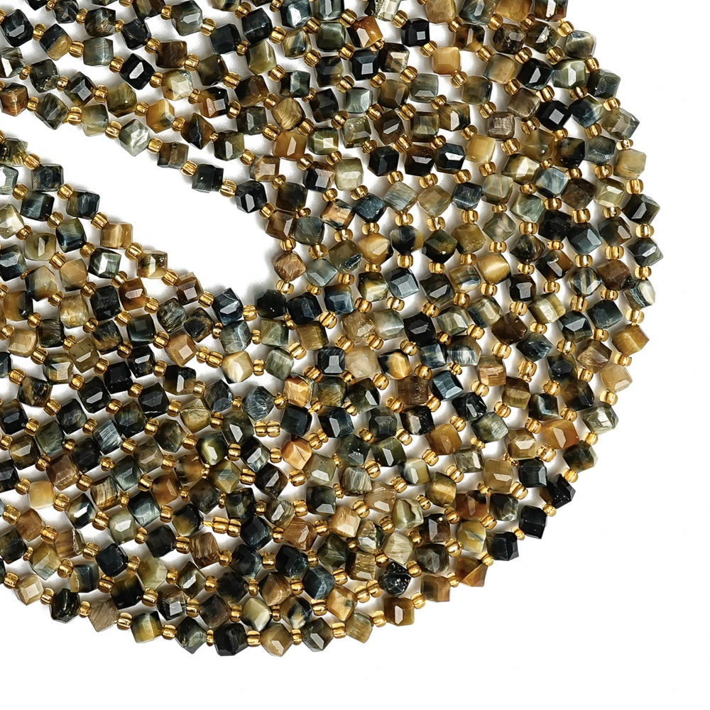 Natural Stone Beads﻿ Golden Blue Tiger Eye Loose Spacer Strands For Jewelry Making Diy Bracelt Necklace Accessory Findings