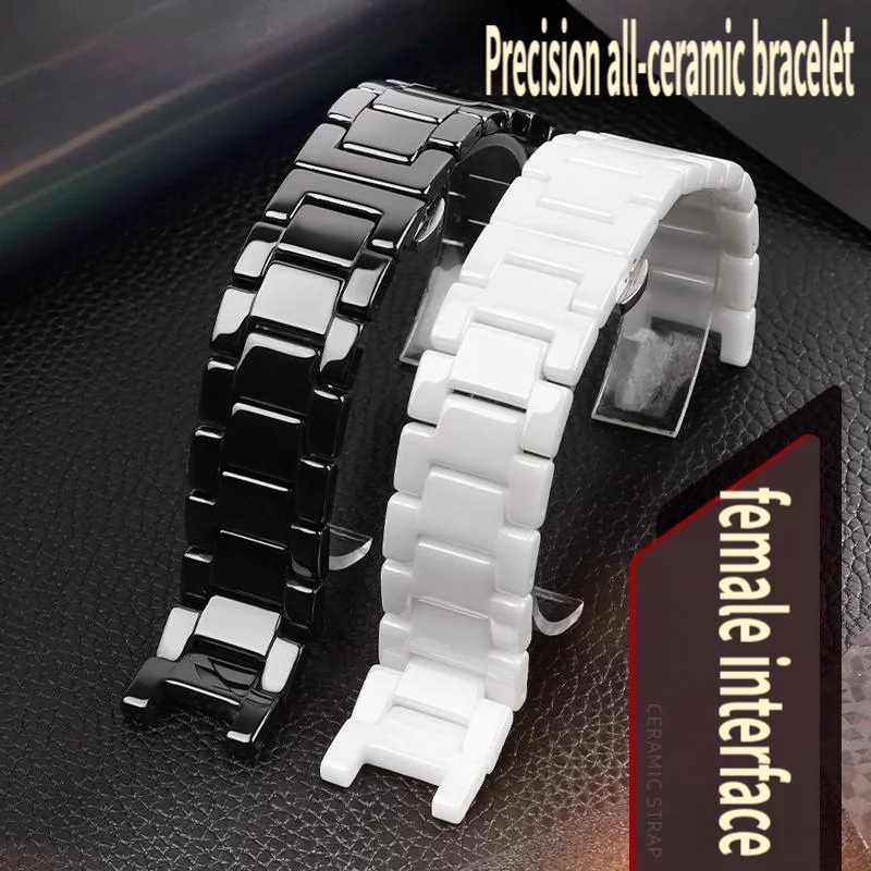 

20*11mm 18*10mm 16*8mm High quality Ceramic Watchband for GC Men's and Women's Watch Accessories Black and white Notch connectio