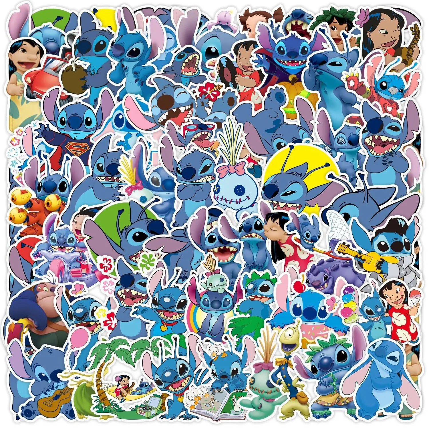 10/50/100Pcs Disney Cute Cartoon Lilo & Stitch Stickers Kawaii Decals Kid Toy DIY Laptop Suitcase Notebook Decoration Sticker