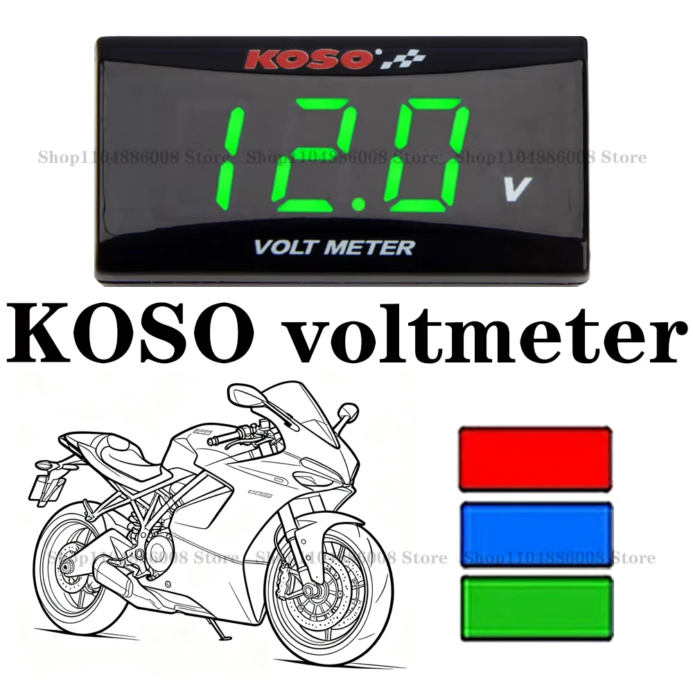 

KOSO Motorcycle Mini Voltage Meter Voltmeter 0-20V LED Digital Display Waterproof Voltage Tester Modified Accessories