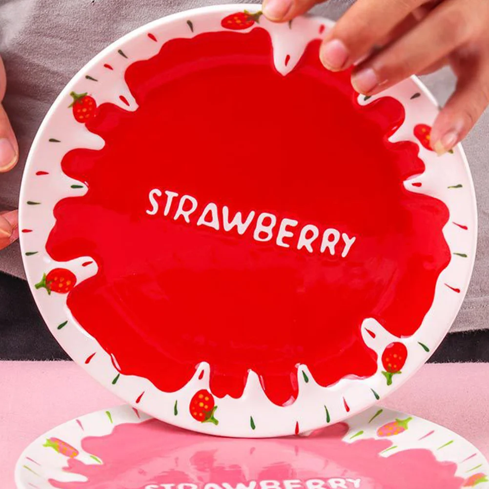 

Strawberry Ceramic Dinnerware Decorative Plates Food Plates for Parties Family Reunions Salad Serving Plate