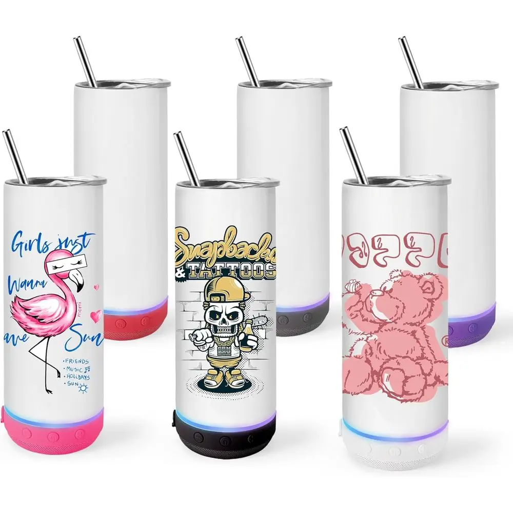 

Набор из 6 музыкальных колбочек-стаканов StLid Cup, 20 унций, сублимационные, из нержавеющей стали, с двойными стенками, с динамиком и съемной LED-подсветкой, для самостоятельной сборки