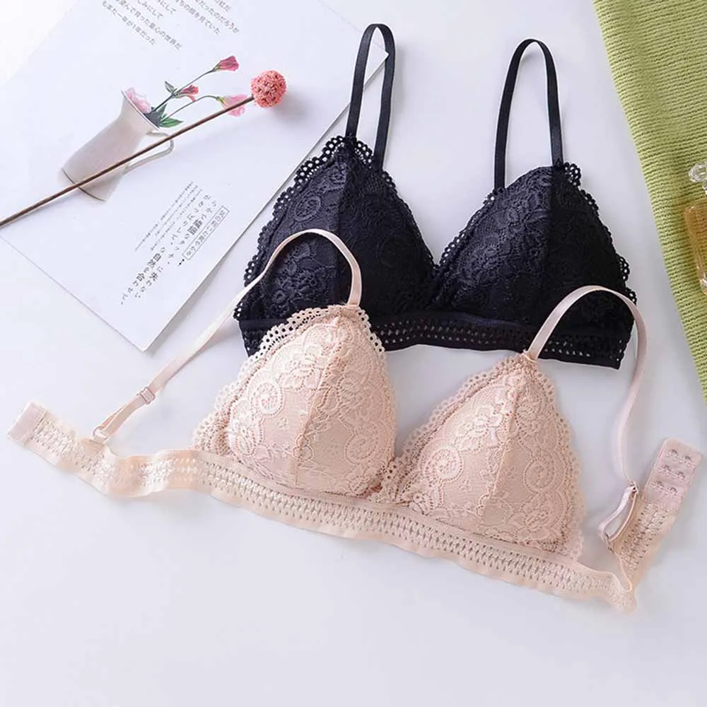 French Beautiful Back Bra Women\'S Thin Lace Beautiful Back Bra No Steel Ring Sling Strap Small Chest Gather Up Support Bra