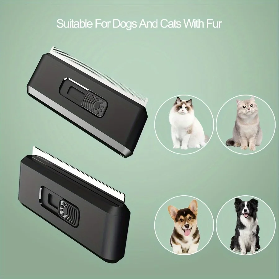 Portable Pet Grooming Comb Travel Pet Grooming Brush Retractable Shedding Brush with Dense Teeth Pets Grooming Tool for Home