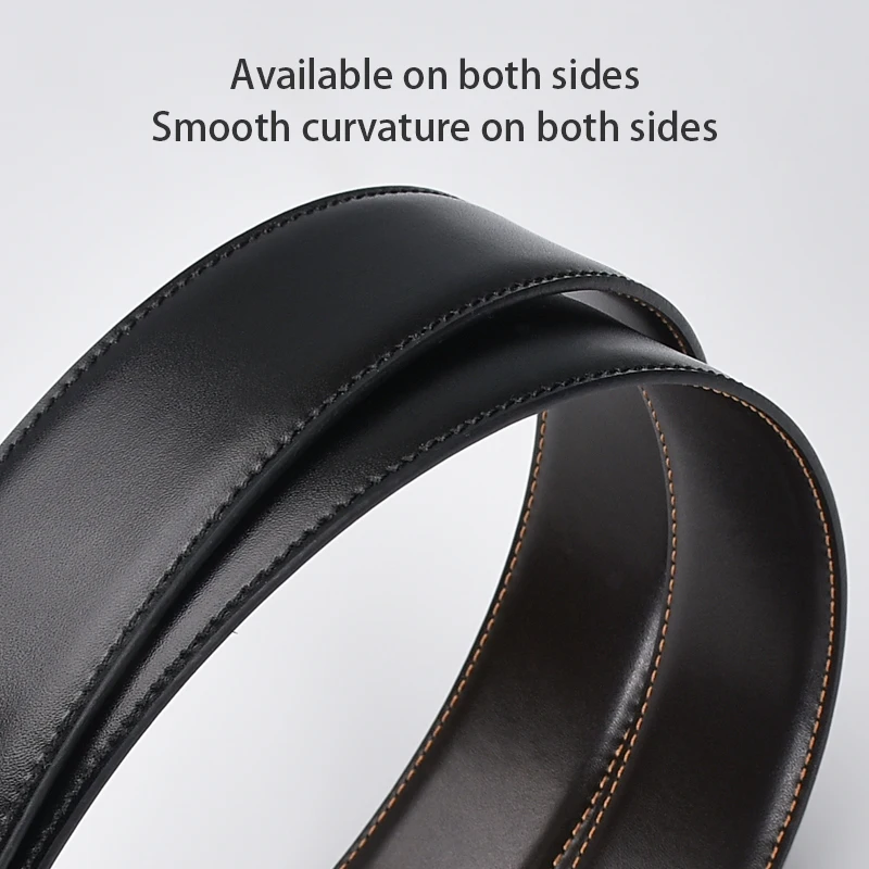 youth Authentic Wanbao mens belt made of cowhide can be paired with a needle buckle smooth buckle Fashion casual single belt