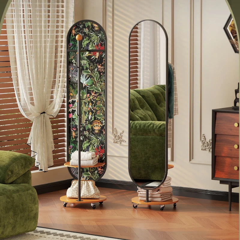 Movable full-length mirror Floor mirror Home bedroom Vintage full-length mirror
