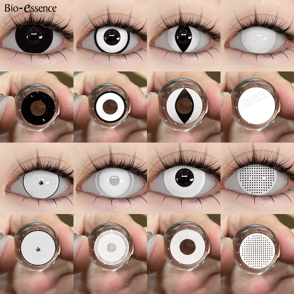 Bio-essence 1 Paar Halloween-Kontaktlinsen für Augen, Cosplay-Linsen, Anime-Linsen, schwarz-weiße Linsen, Zubehör, jährlich
