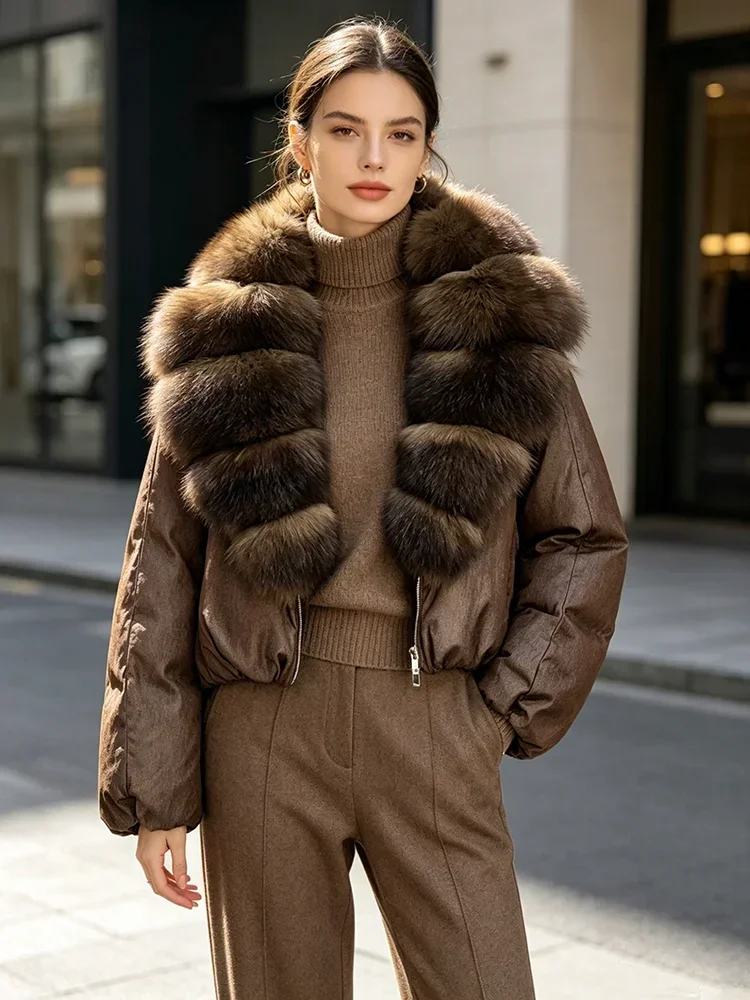 OFTBUY 90% White Duck Down Coat Luxury Winter Puffer Jacket Women Female Real Natural Fox Raccoon Fur Thick Warm Parkas