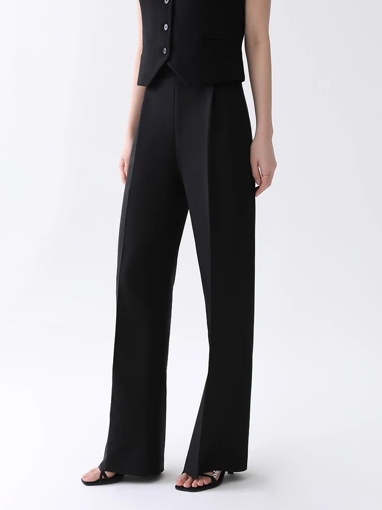 Slimming High Waist Straight Leg Suit Pants Women's Casual Trousers Spring Autumn Simple High-End Feeling Wide Leg Pants