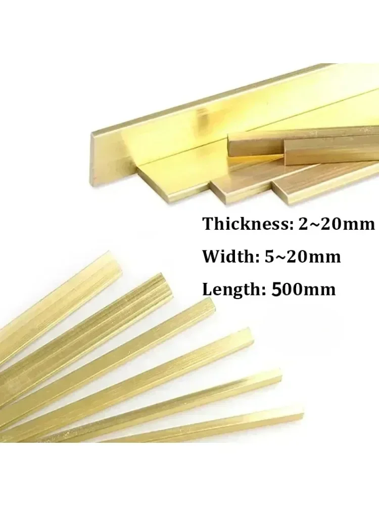 H59 Brass Flat Bar Plate Strip Thicknesses 20mm 15mm 10mm 30mm 25mm 40mm Pure Copper Solids Metal Plate Length 500mm