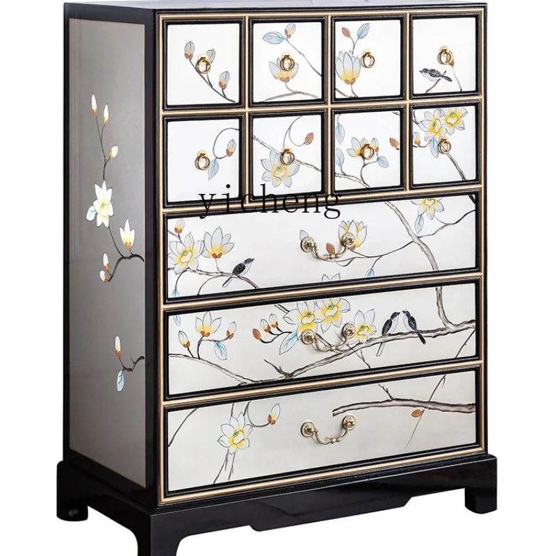 

ZC New Chinese Antique Medicine Cabinet Curio Cabinet Solid Wood Side Cabinet Locker Storage Cabinet