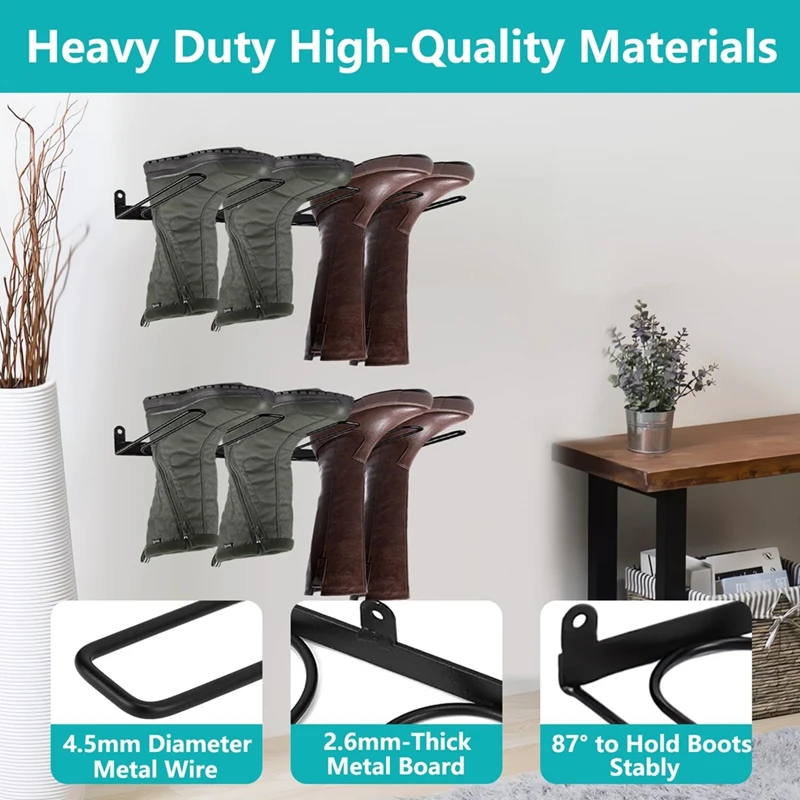 Boot Rack Wall Mount - Space Saving Boot Racks Organizer Tall Boots Storage for Cowboy Shoes-AD23 view 3