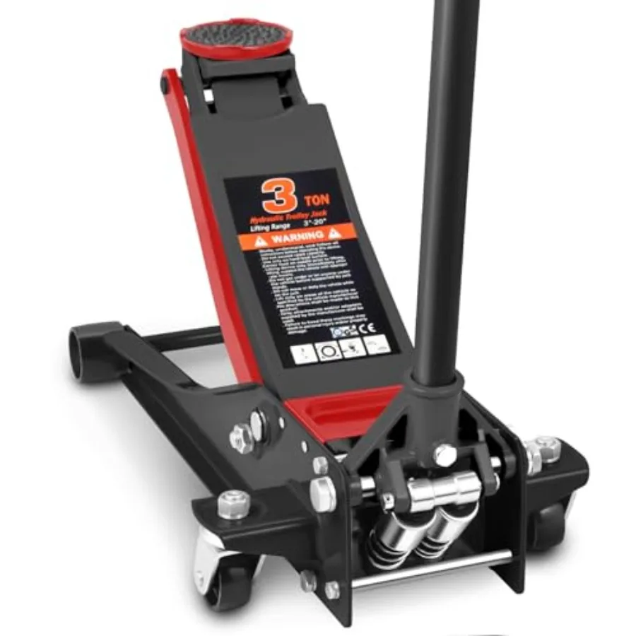 

Floor Jack 3 Ton 6000 lbs Ccity Fast Lift Service Jack Low Profile Steel Heavy Duty Hydraulic Car Jack Lifting Range 3"-20" Bla
