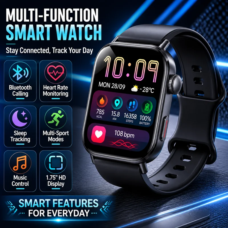 

GEJIAN 1.75 "HD Screen Smart Watch for Men Women with Heart Rate Health Monitoring GPS Trajectory Bluetooth Call IP67 Smartwatch