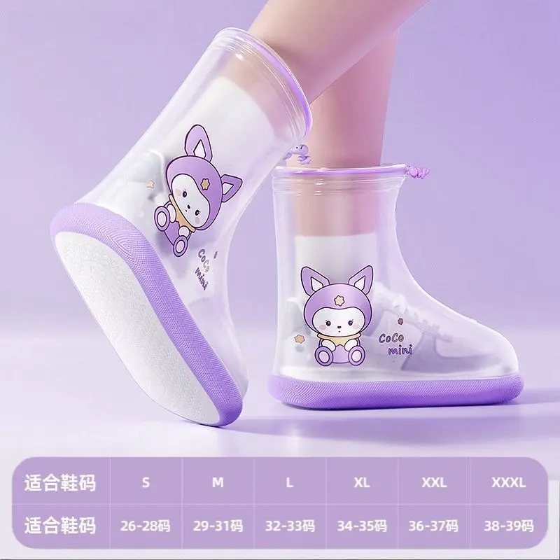 

Kuromi аниме Kawaii Sanrio Ins модные детские непромокаемые ботинки, милые детские студенческие толстые туфли, защитные подарки