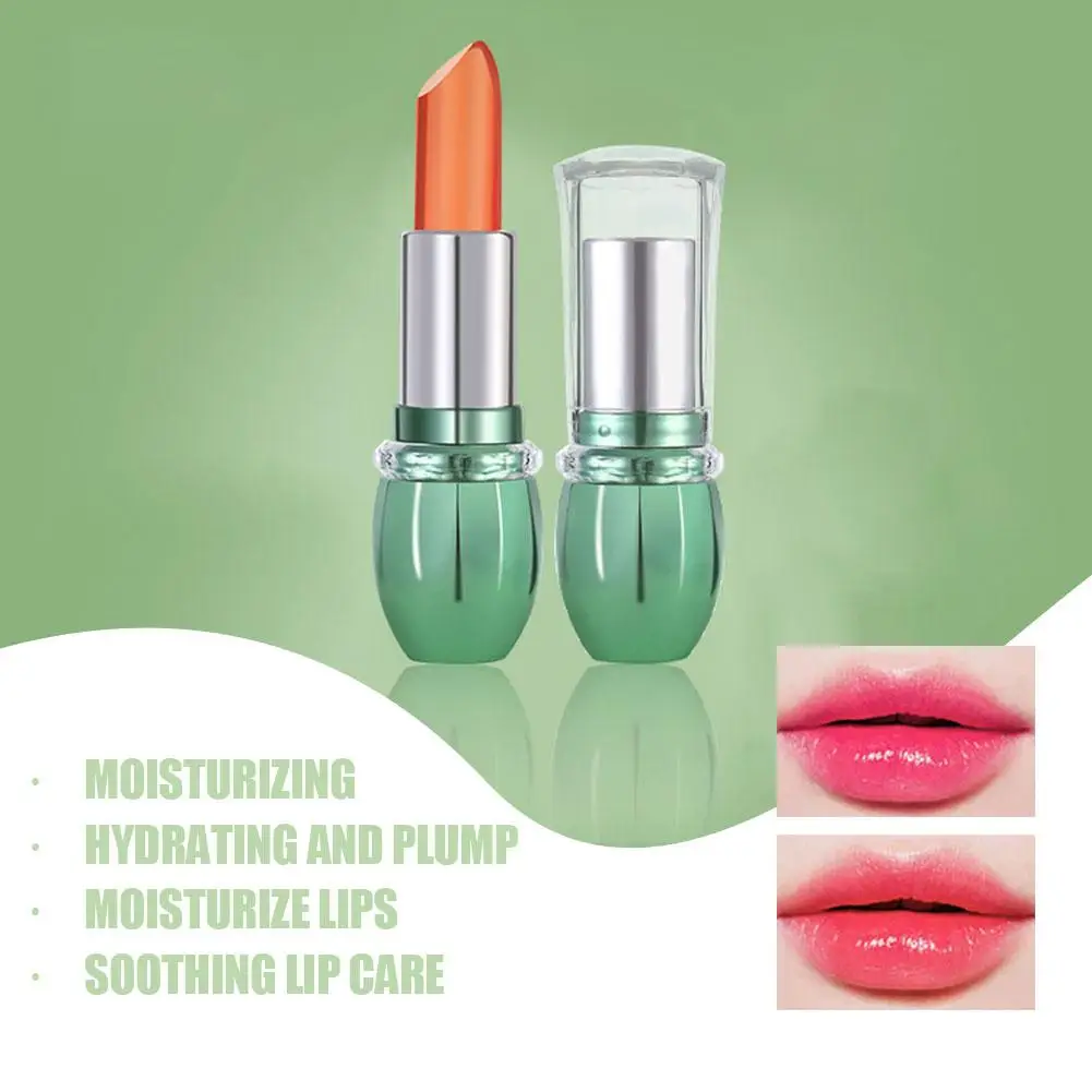 Lápiz labial de Aloe Vera, resistente al agua, cambia de Color, larga duración, fácil de hidratar, no cosmético, nutritivo, bálsamo, desvanecimiento labial, D1I5